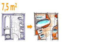 Badplanung Beispiel 7,5 qm Badoase auf kleinem Raum